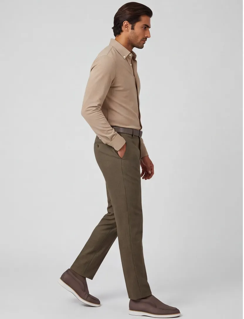 Alberto chino Rob bruin geruit wol slim fit