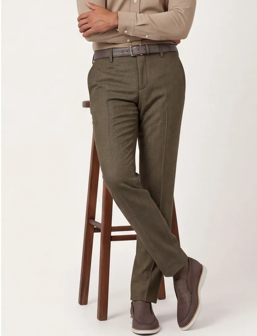 Alberto chino Rob bruin geruit wol slim fit