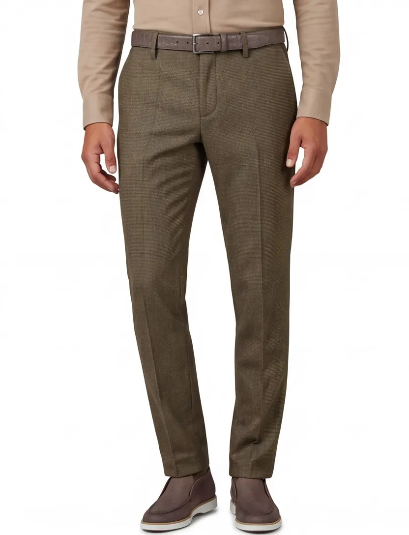 Alberto chino Rob bruin geruit wol slim fit