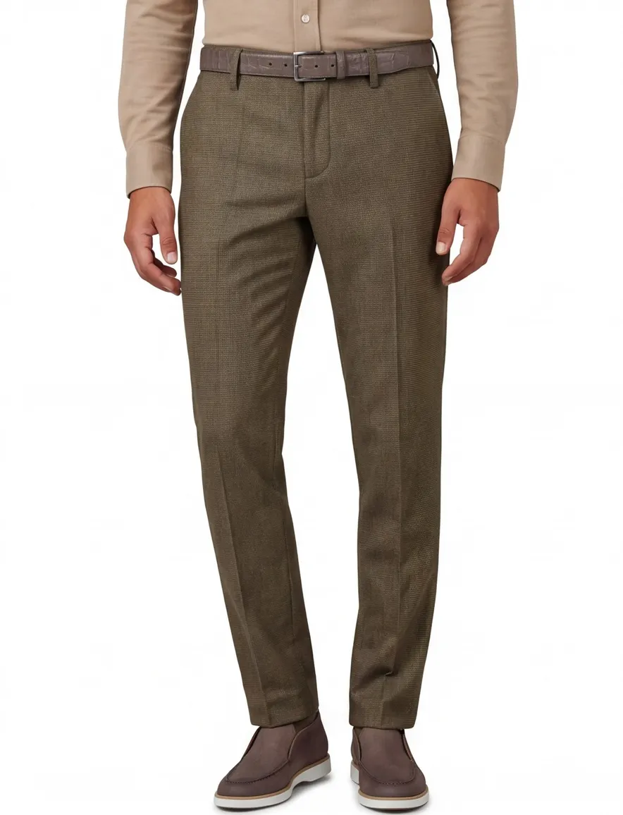 Alberto chino Rob bruin geruit wol slim fit