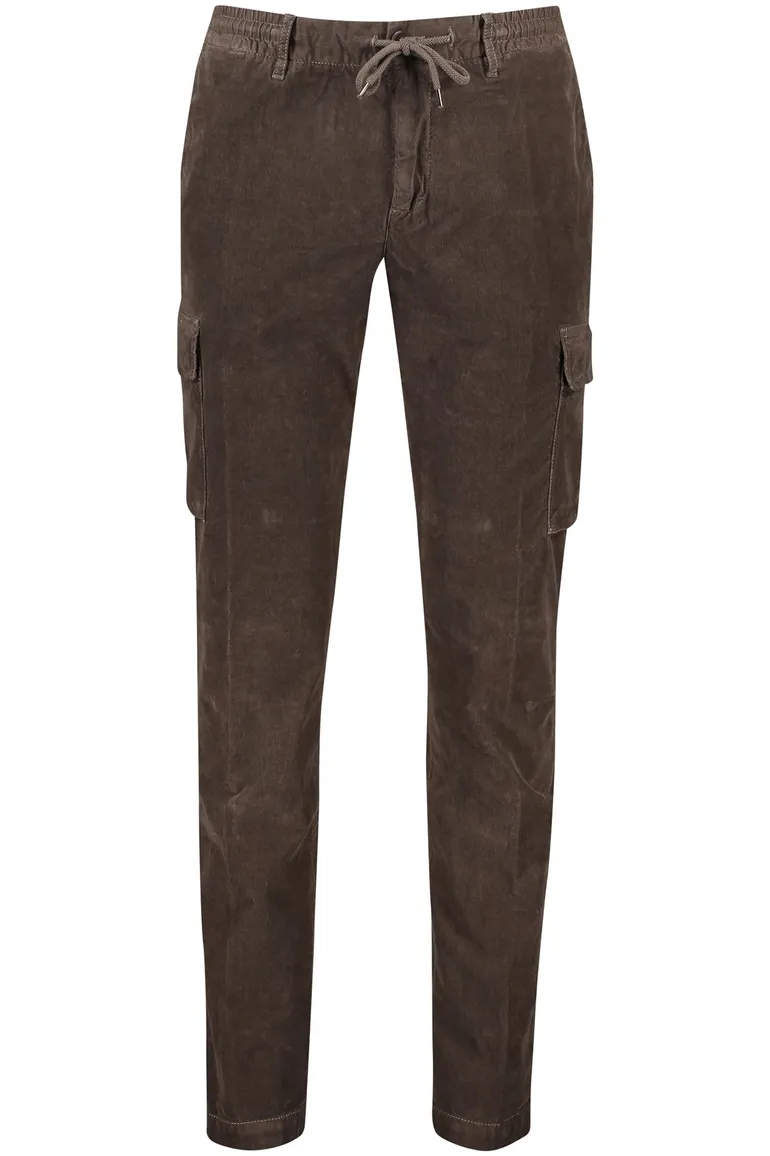 Alberto Pantalon cargo effen bruin katoen John ribstof