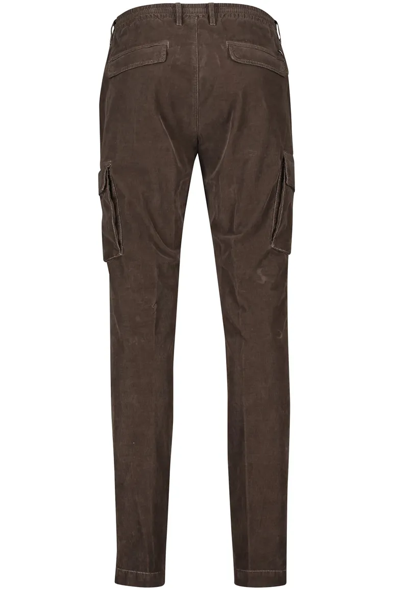 Alberto Pantalon cargo effen bruin katoen John ribstof
