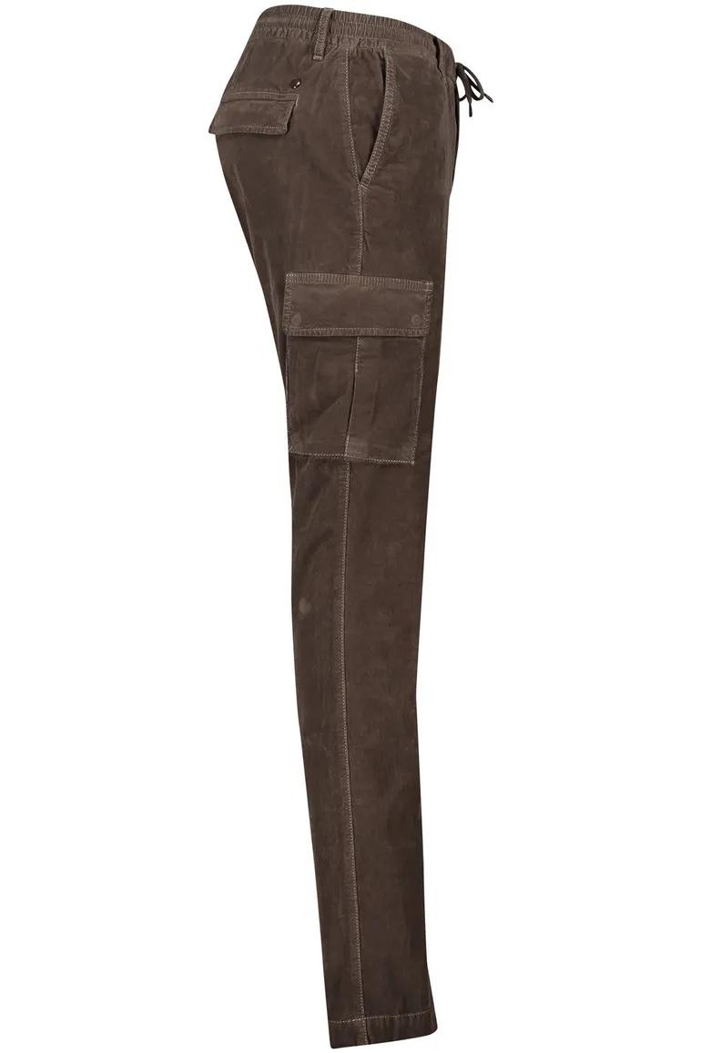 Alberto Pantalon cargo effen bruin katoen John ribstof