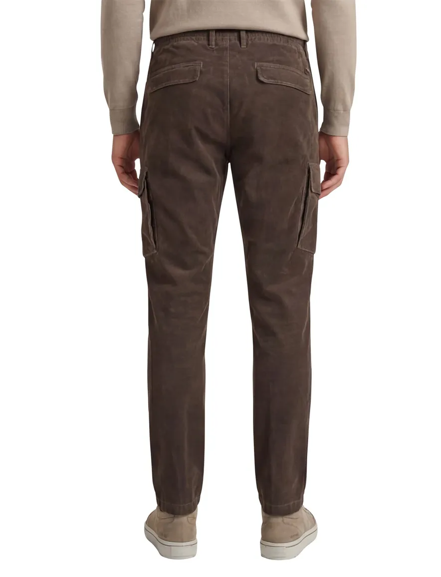 Alberto Pantalon cargo effen bruin katoen John ribstof