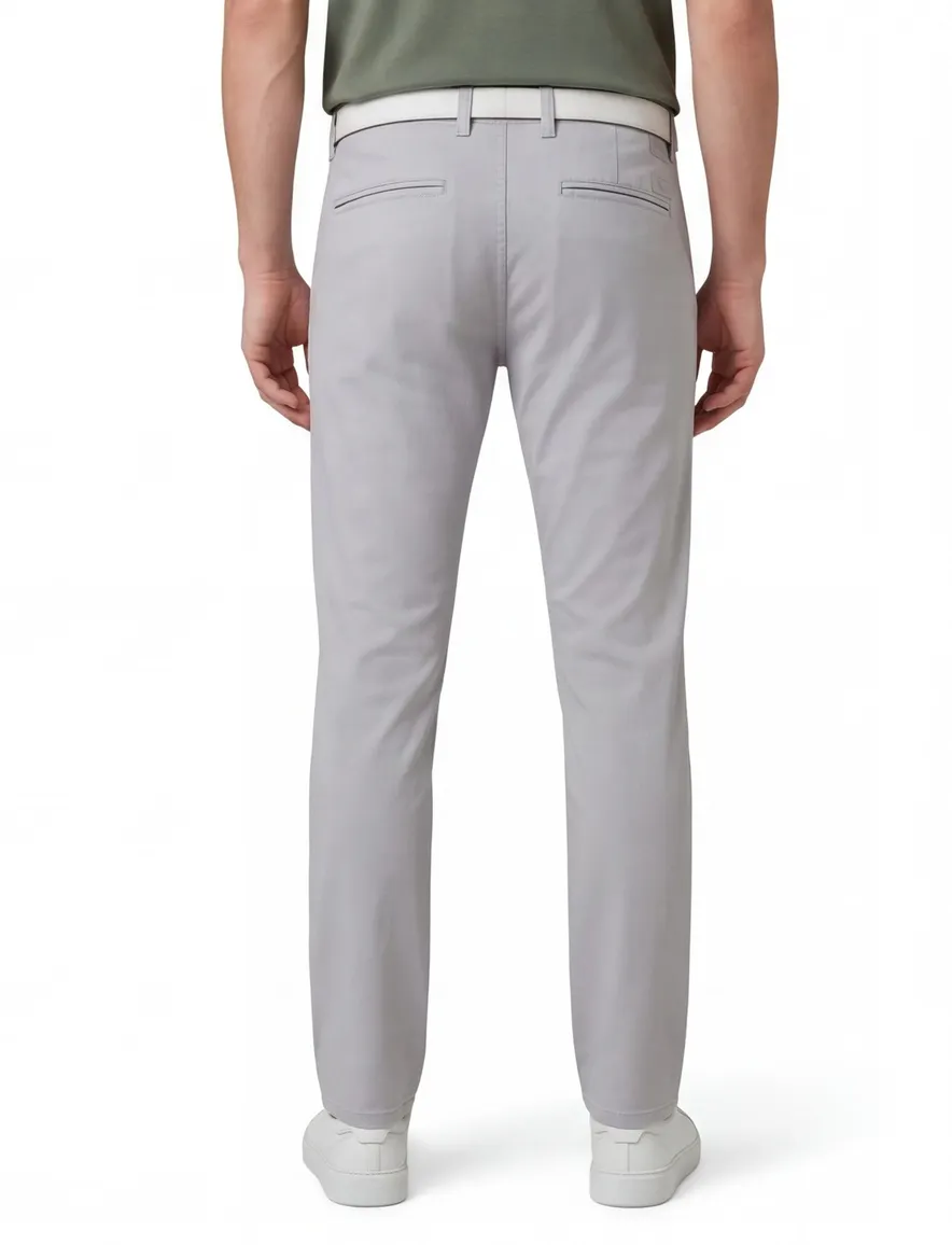 Mac Pantalon effen grijs katoen normale fit