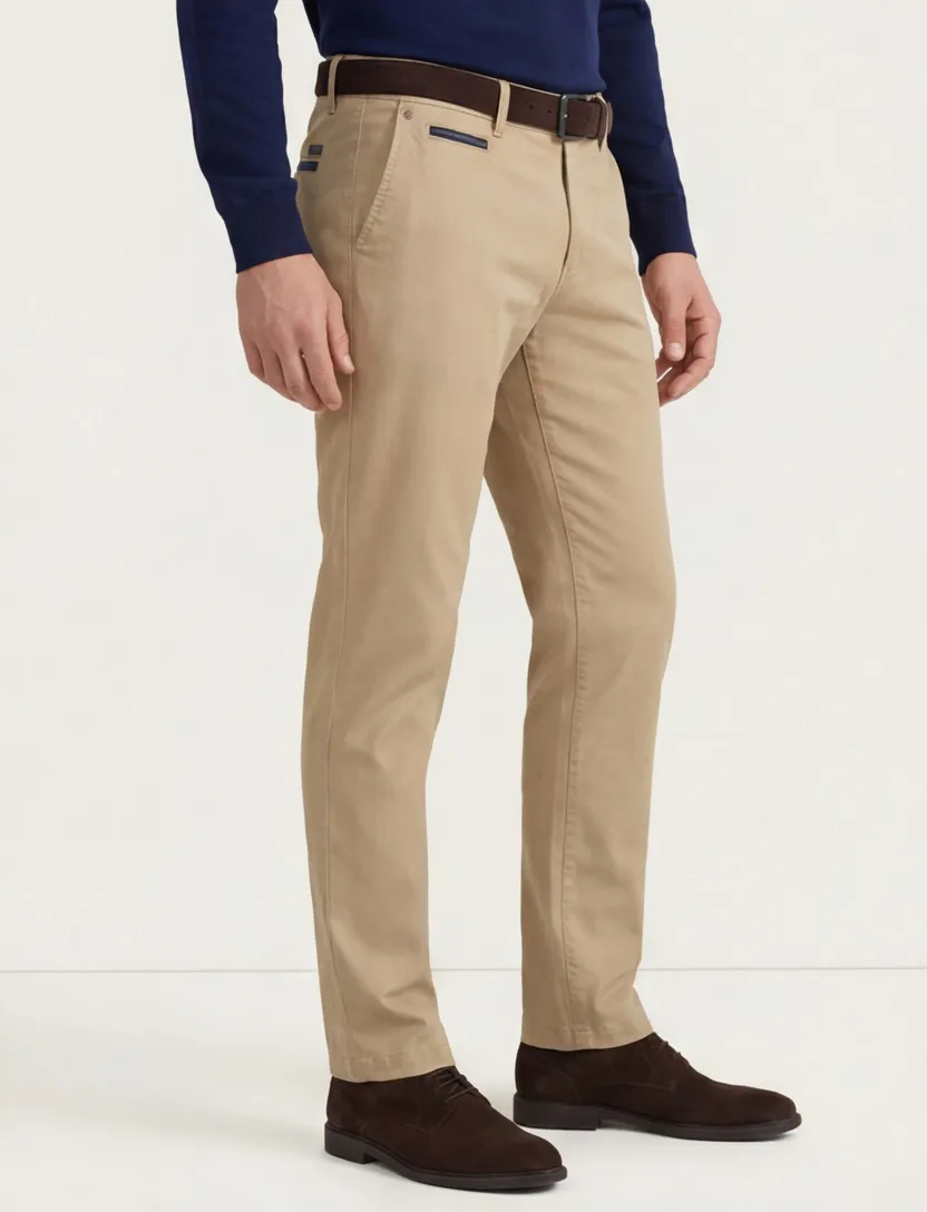 Gardeur katoenen broek effen bruin effen normale fit