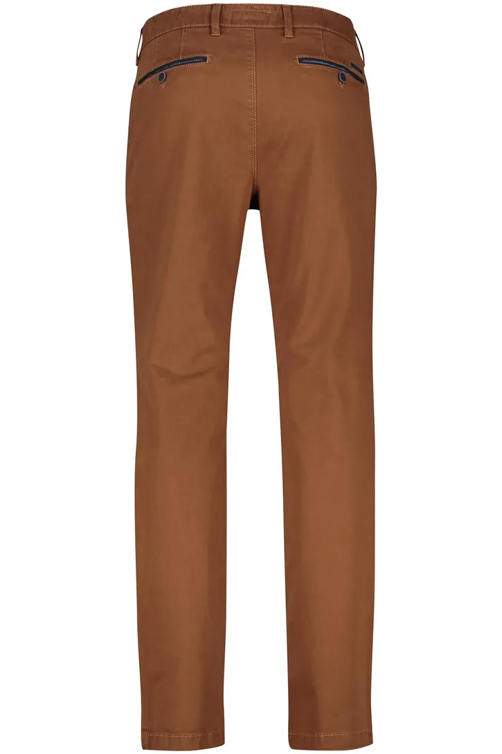 katoenen Gardeur broek flatfront bruin effen normale fit