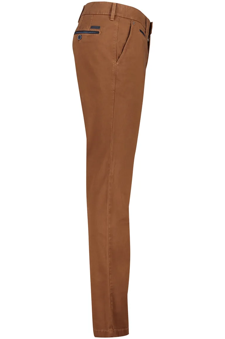 Gardeur katoenen broek bruin effen normale fit