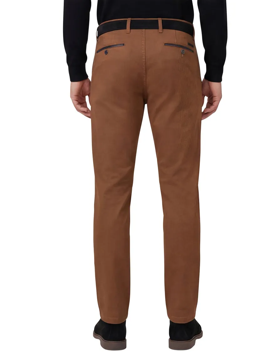 Gardeur katoenen broek bruin effen normale fit