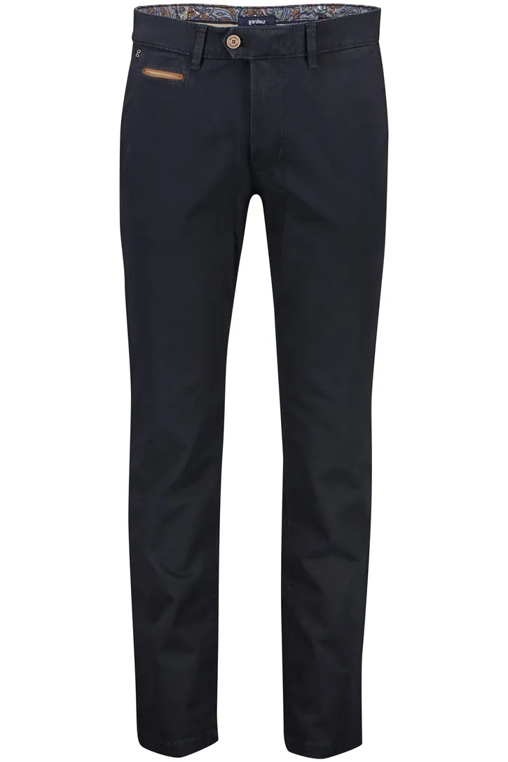 Gardeur katoenen broek donkerblauw effen normale fit