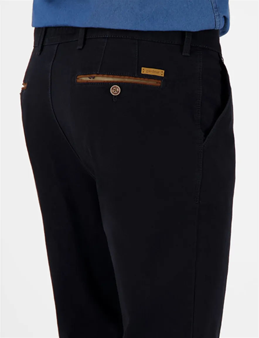 katoenen broek Gardeur donkerblauw effen katoen, stretch