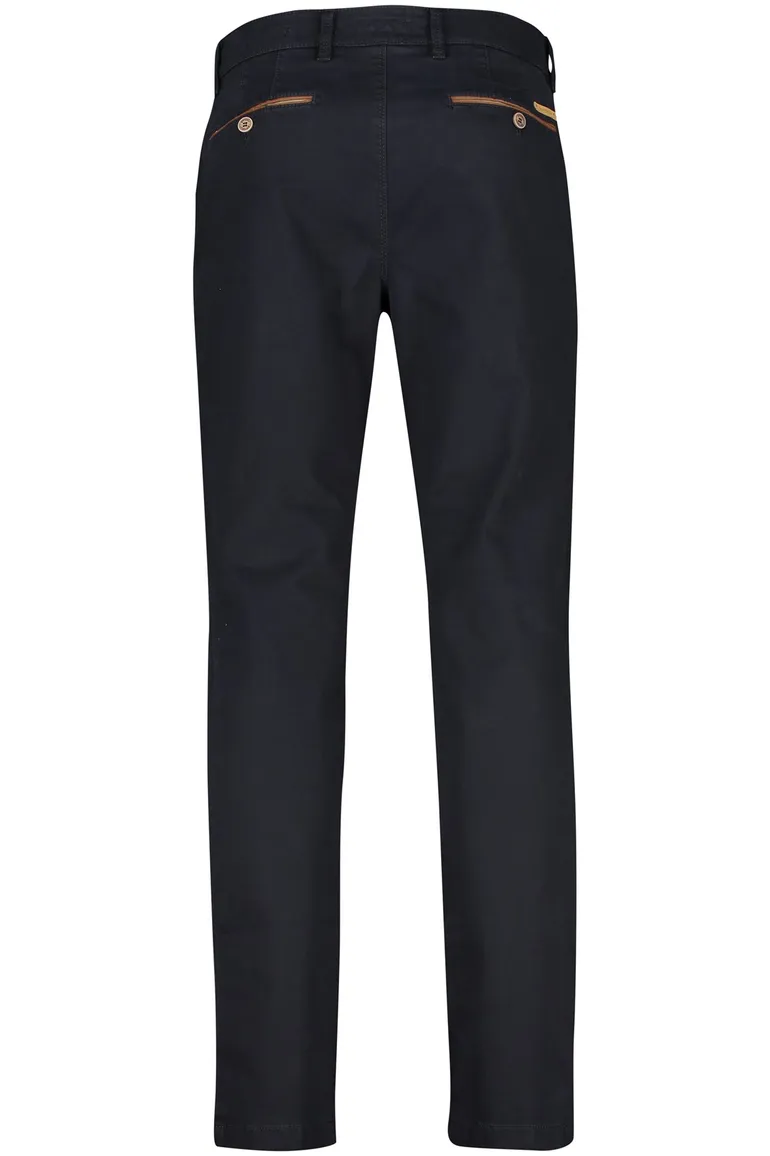 katoenen broek Gardeur donkerblauw effen katoen, stretch