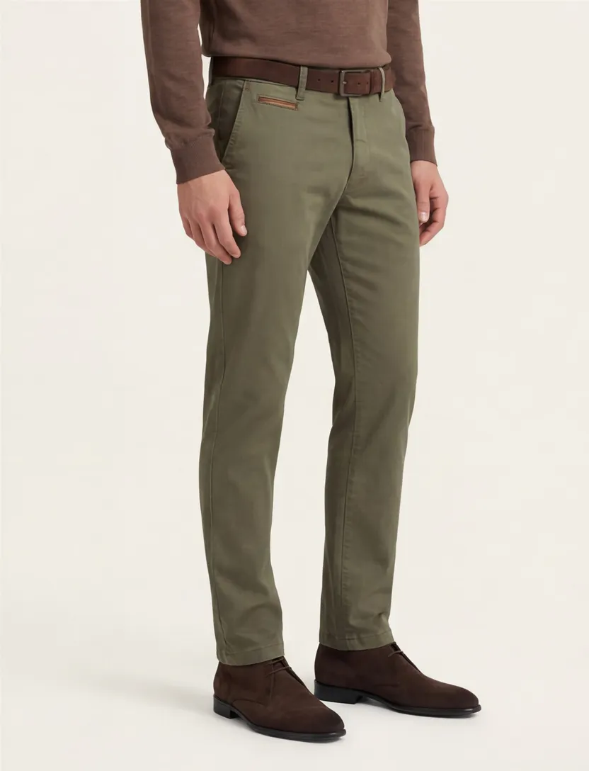 katoenen broek Gardeur Benny groen effen