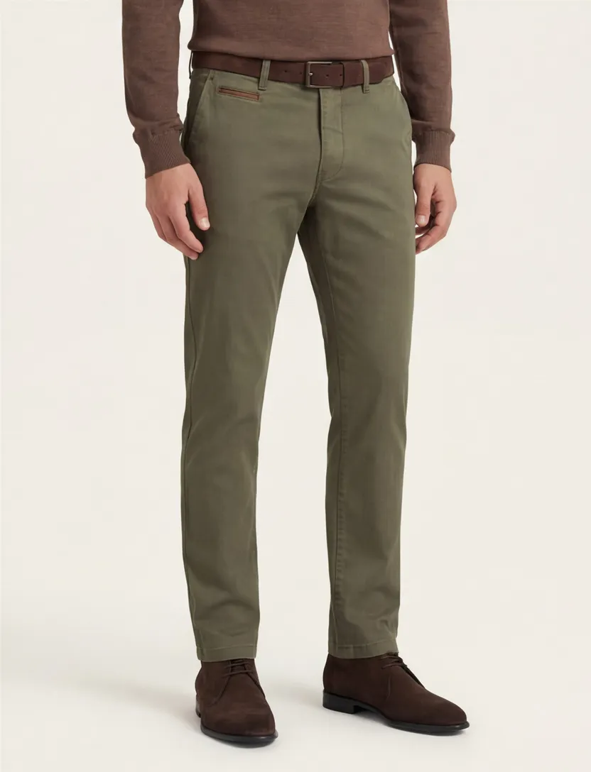 katoenen broek Gardeur Benny groen effen