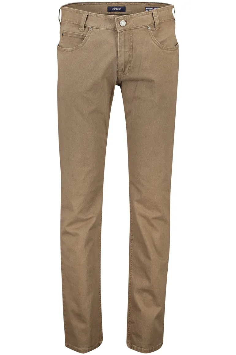 Gardeur 5-pocket bruin effen katoen normale fit