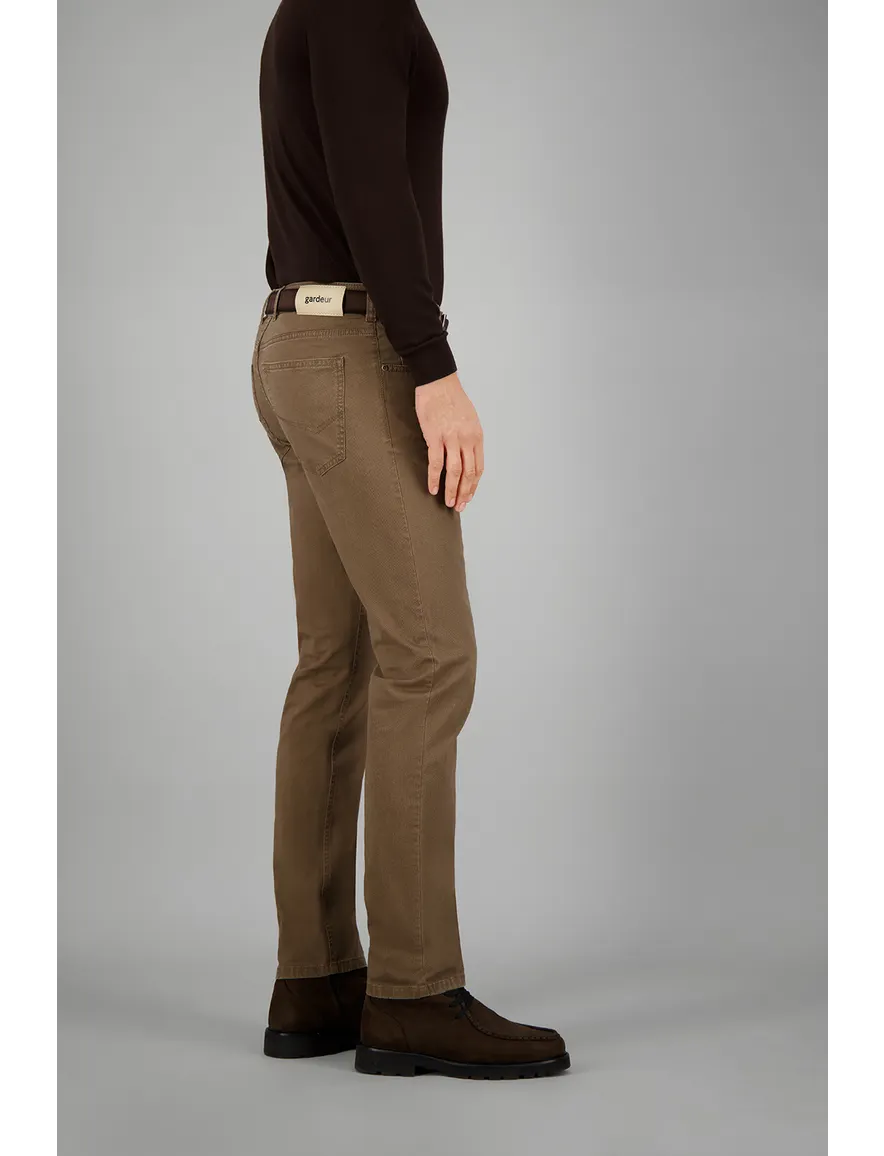 jeans Gardeur bruin effen katoen, stretch