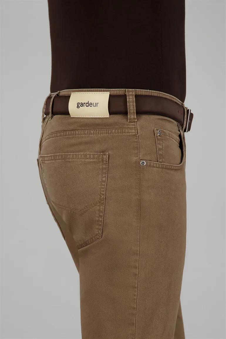 Gardeur 5-pocket bruin effen katoen normale fit