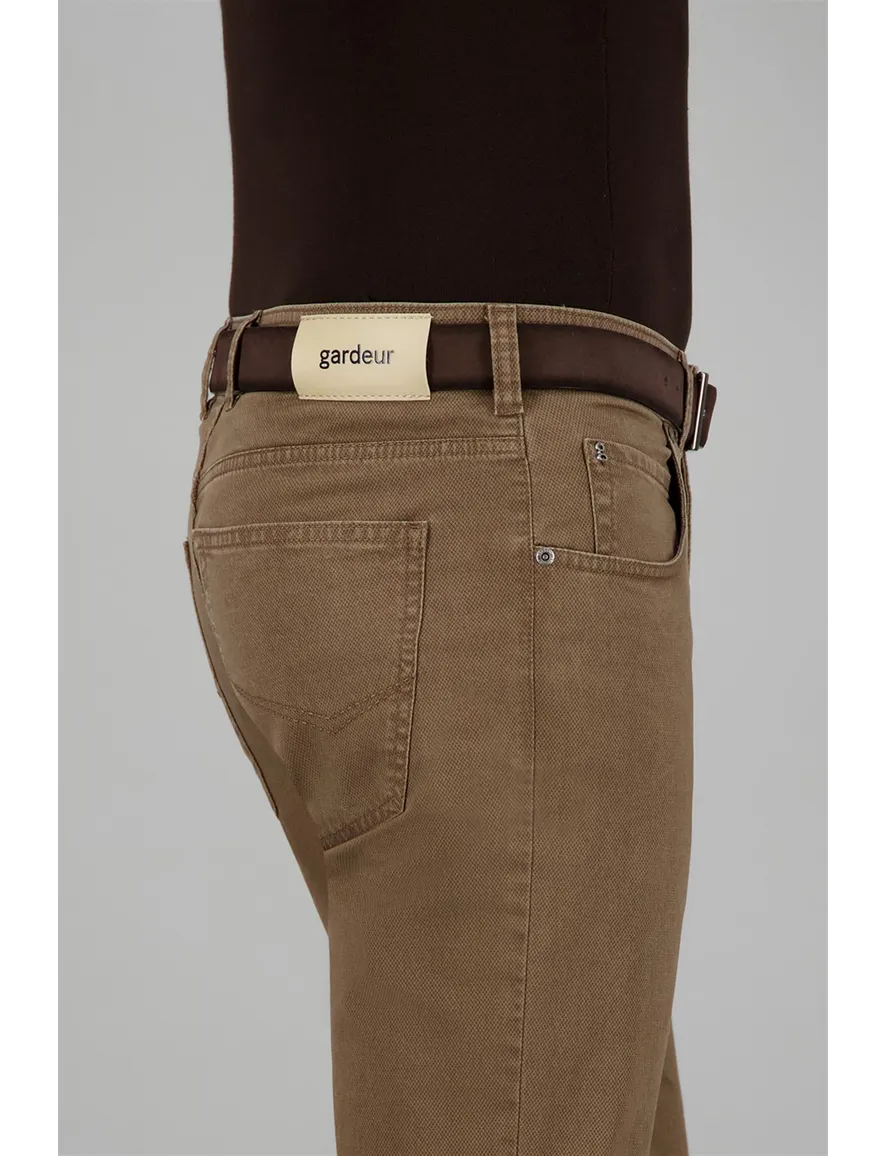 jeans Gardeur bruin effen katoen, stretch
