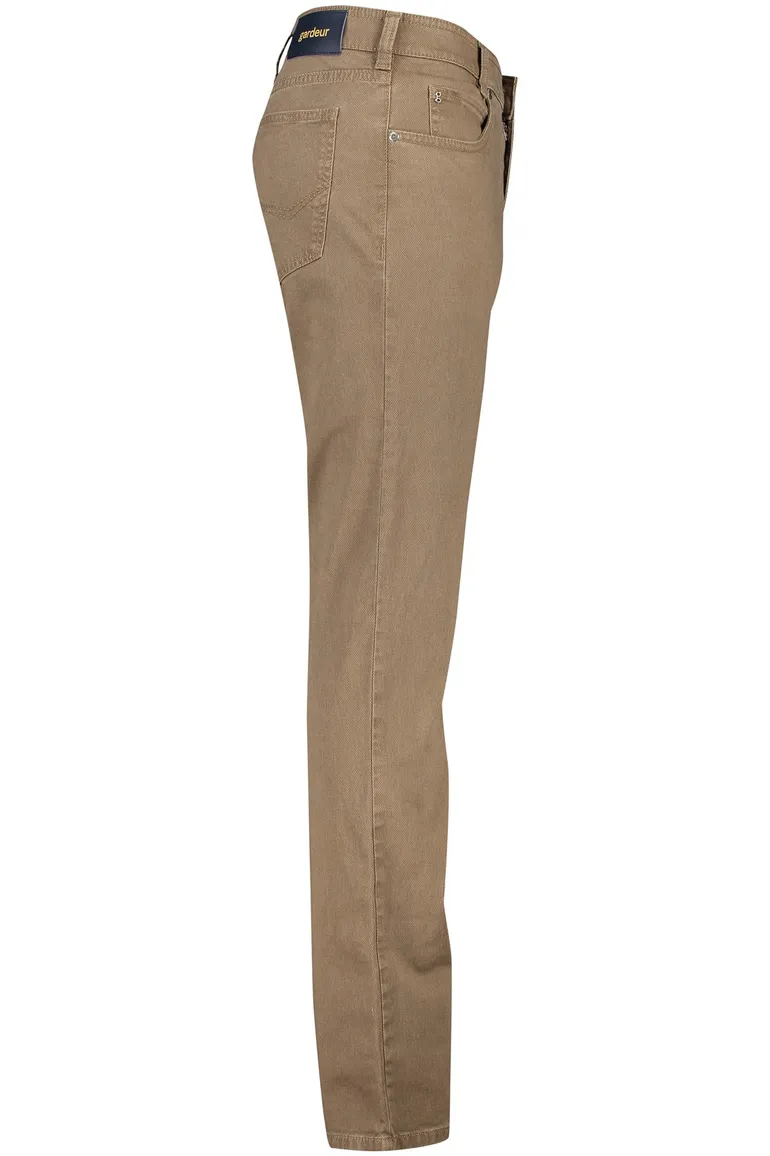 Gardeur 5-pocket bruin effen katoen normale fit