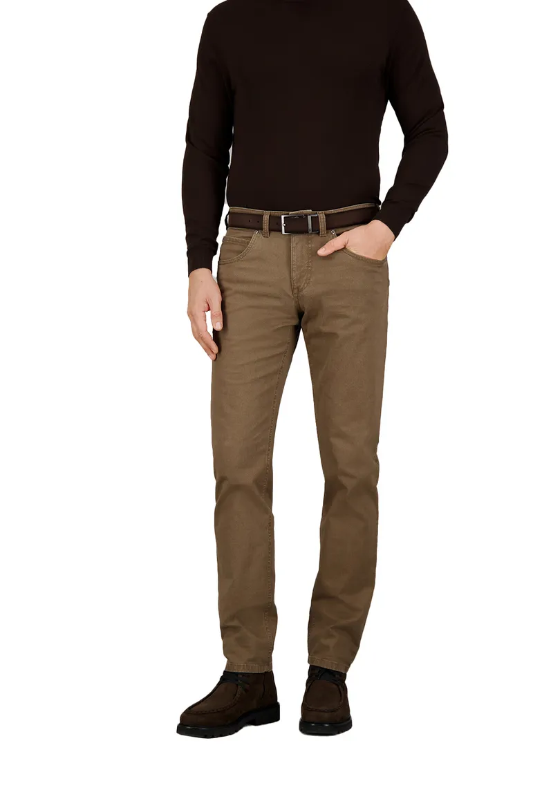 Gardeur 5-pocket bruin effen katoen normale fit