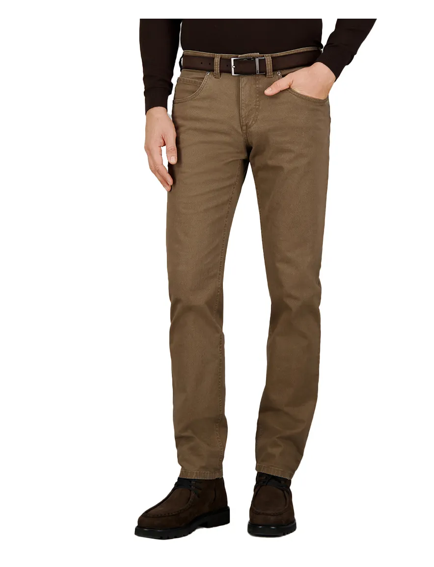 jeans Gardeur bruin effen katoen, stretch