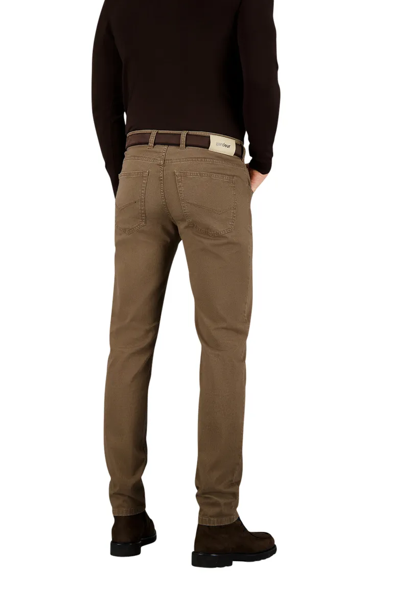 Gardeur 5-pocket bruin effen katoen normale fit