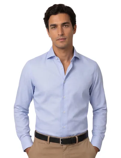 Eterna Eterna overhemd effen blauw modern fit