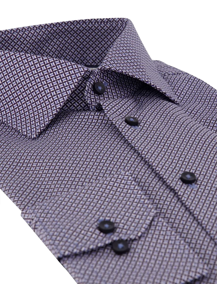 Eterna Modern Fit overhemd blauw print 100% katoen
