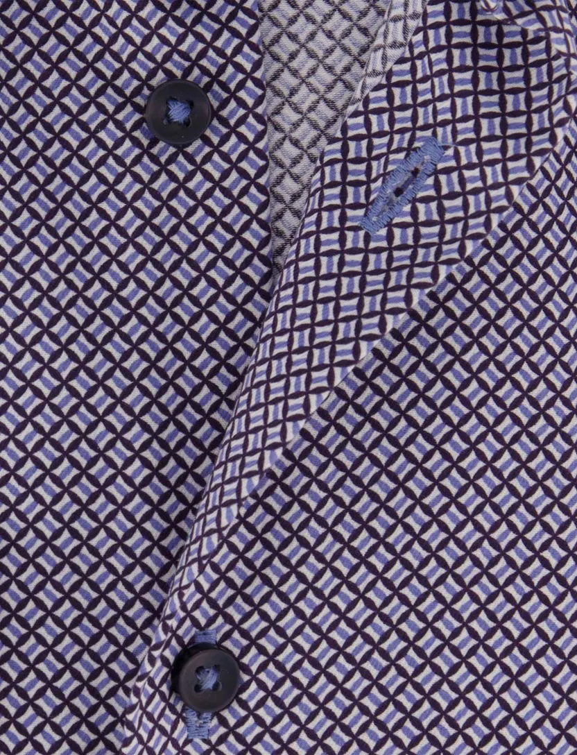 Eterna Modern Fit overhemd blauw print 100% katoen