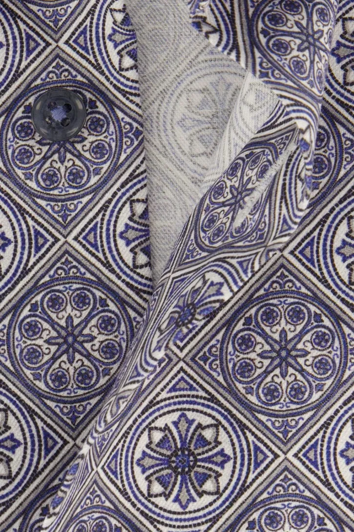 Geprint Eterna overhemd blauw modern fit