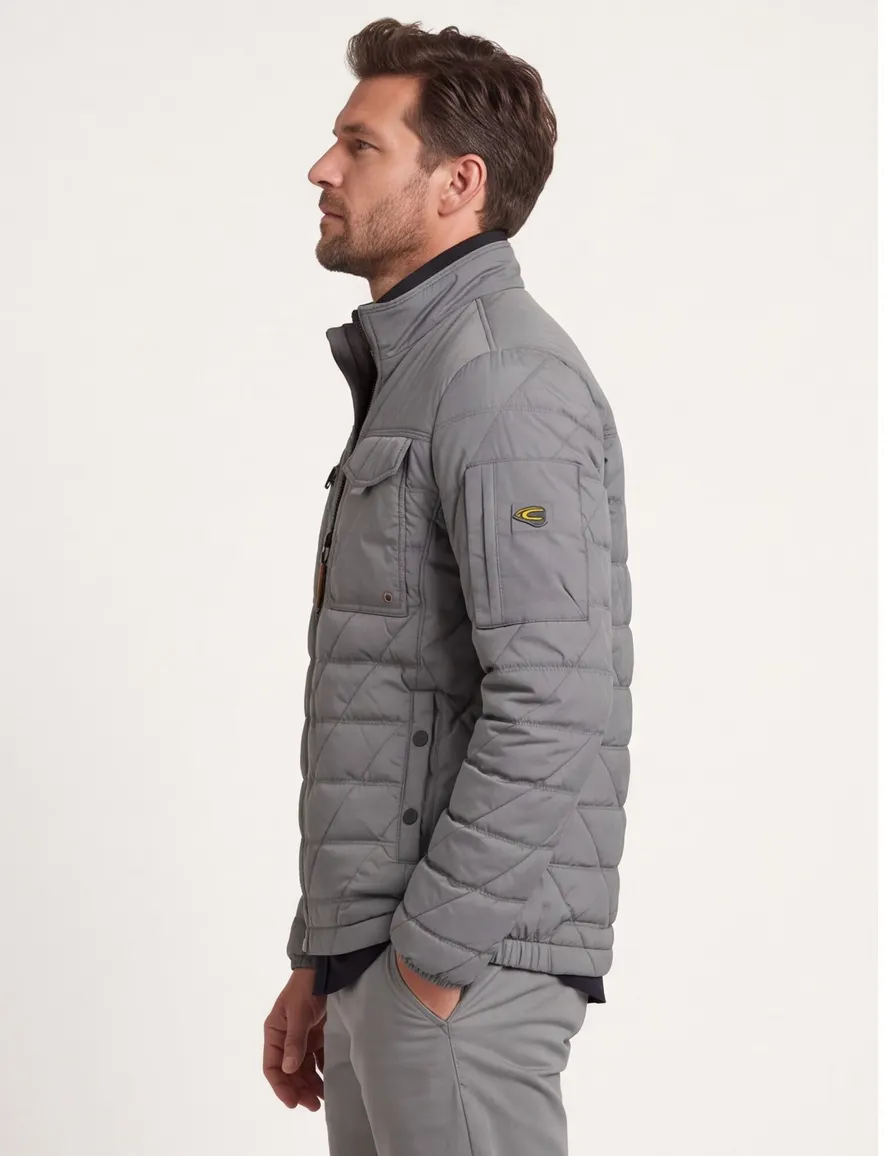 winterjas Camel Active grijs wijde fit effen rits