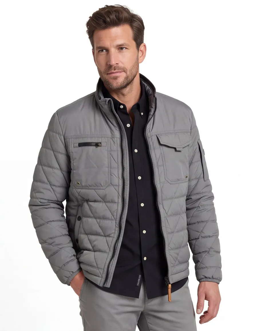 winterjas Camel Active grijs wijde fit effen rits
