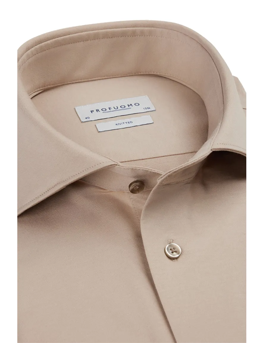 Profuomo overhemd beige knitted