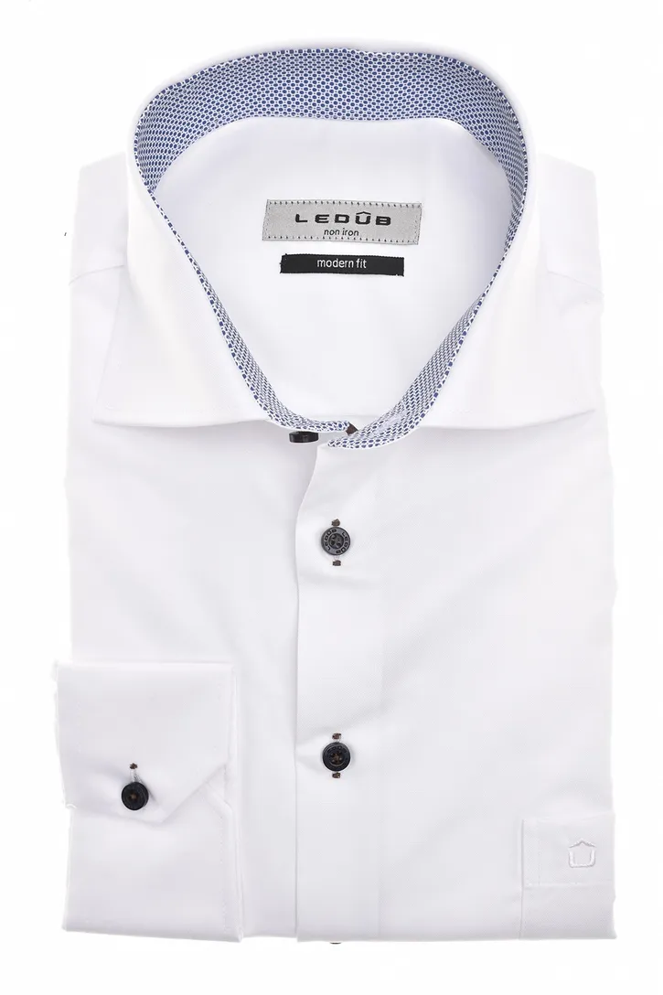 Ledub overhemd wit Modern Fit New strijkvrij