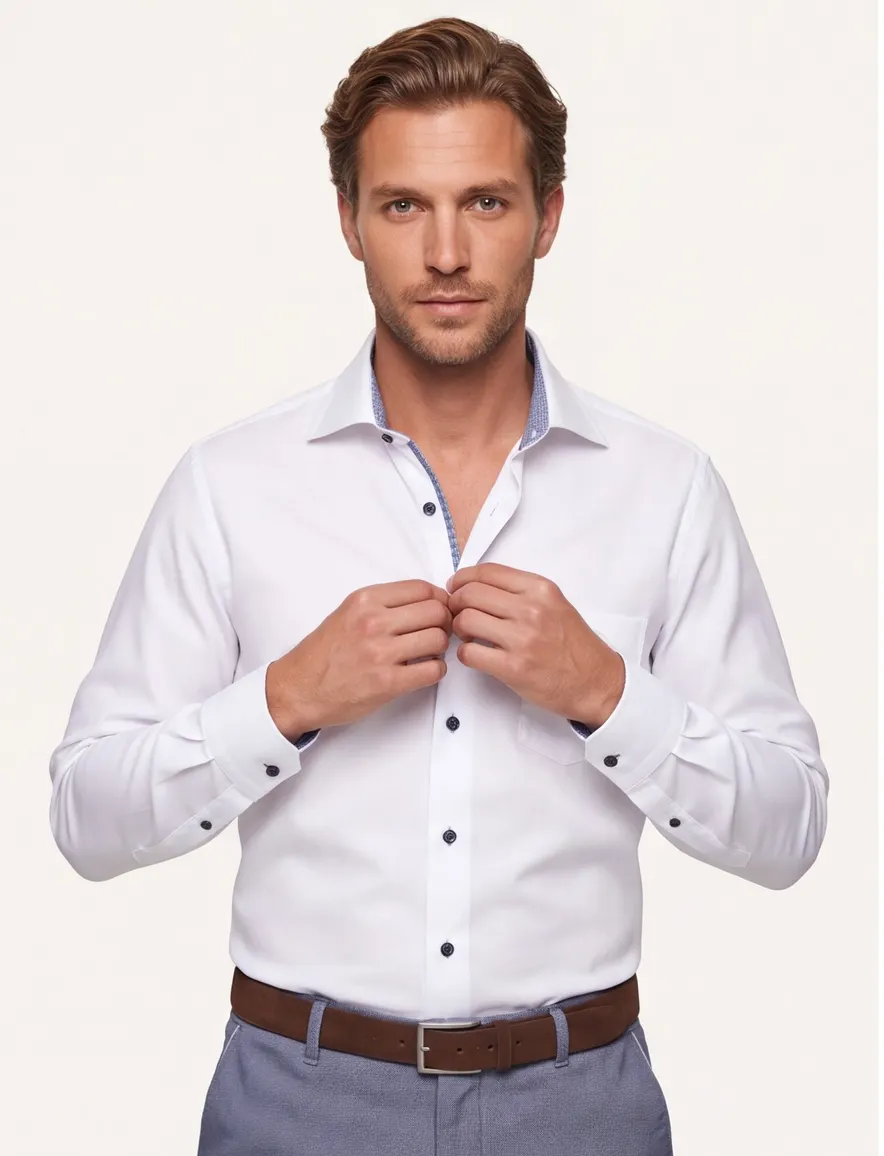 Ledub overhemd wit Modern Fit