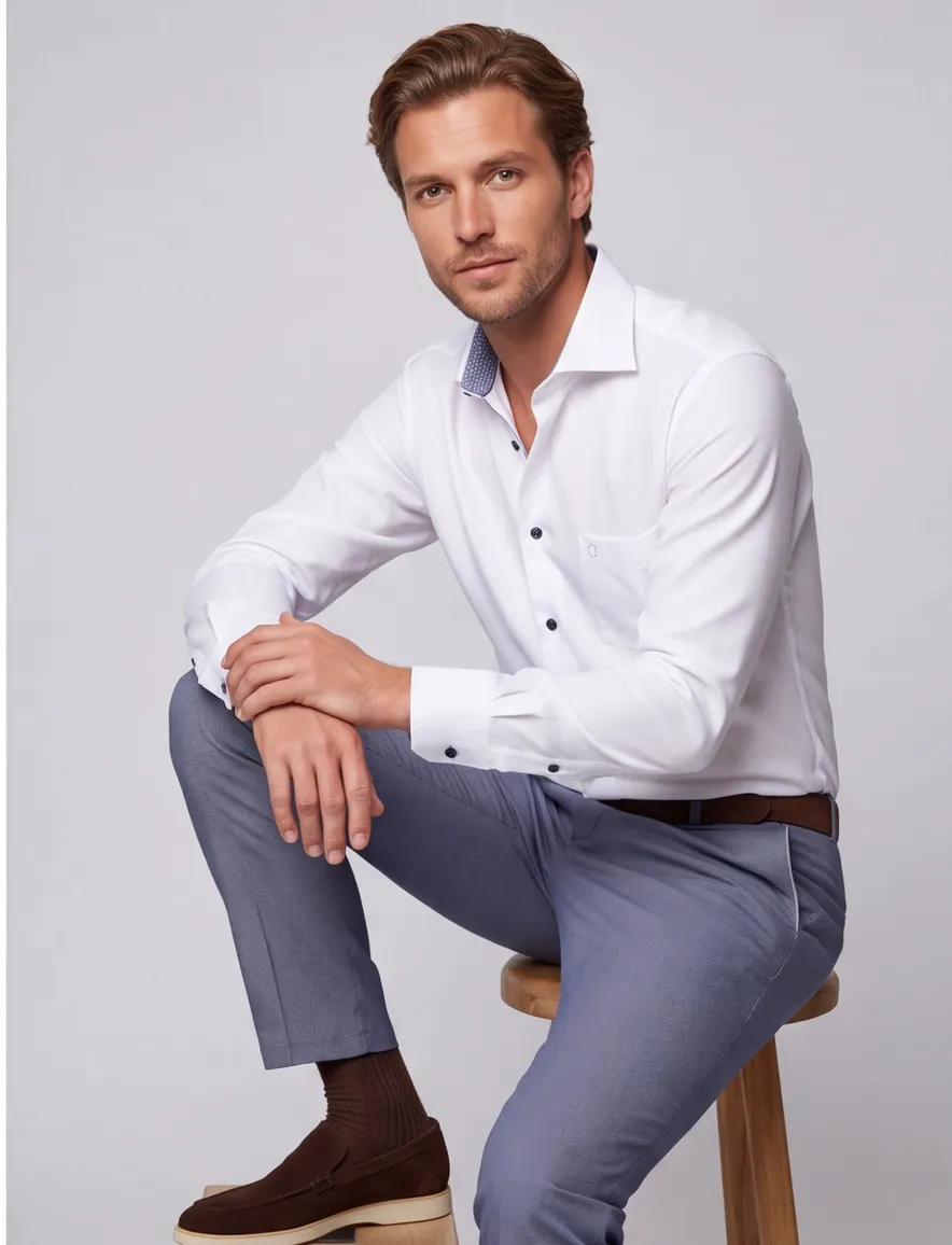 Ledub overhemd wit Modern Fit
