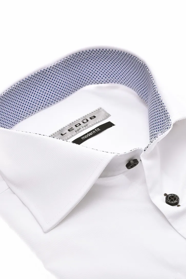 Ledub overhemd wit Modern Fit New strijkvrij