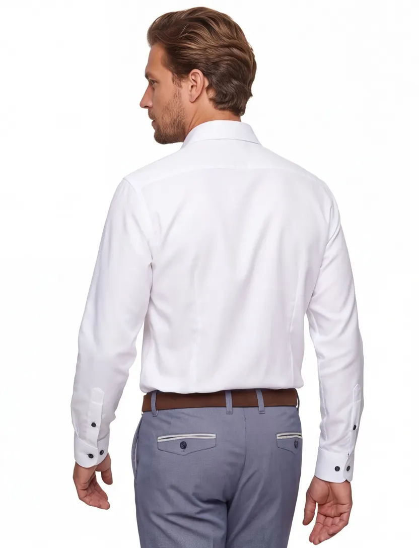Ledub overhemd wit Modern Fit New strijkvrij