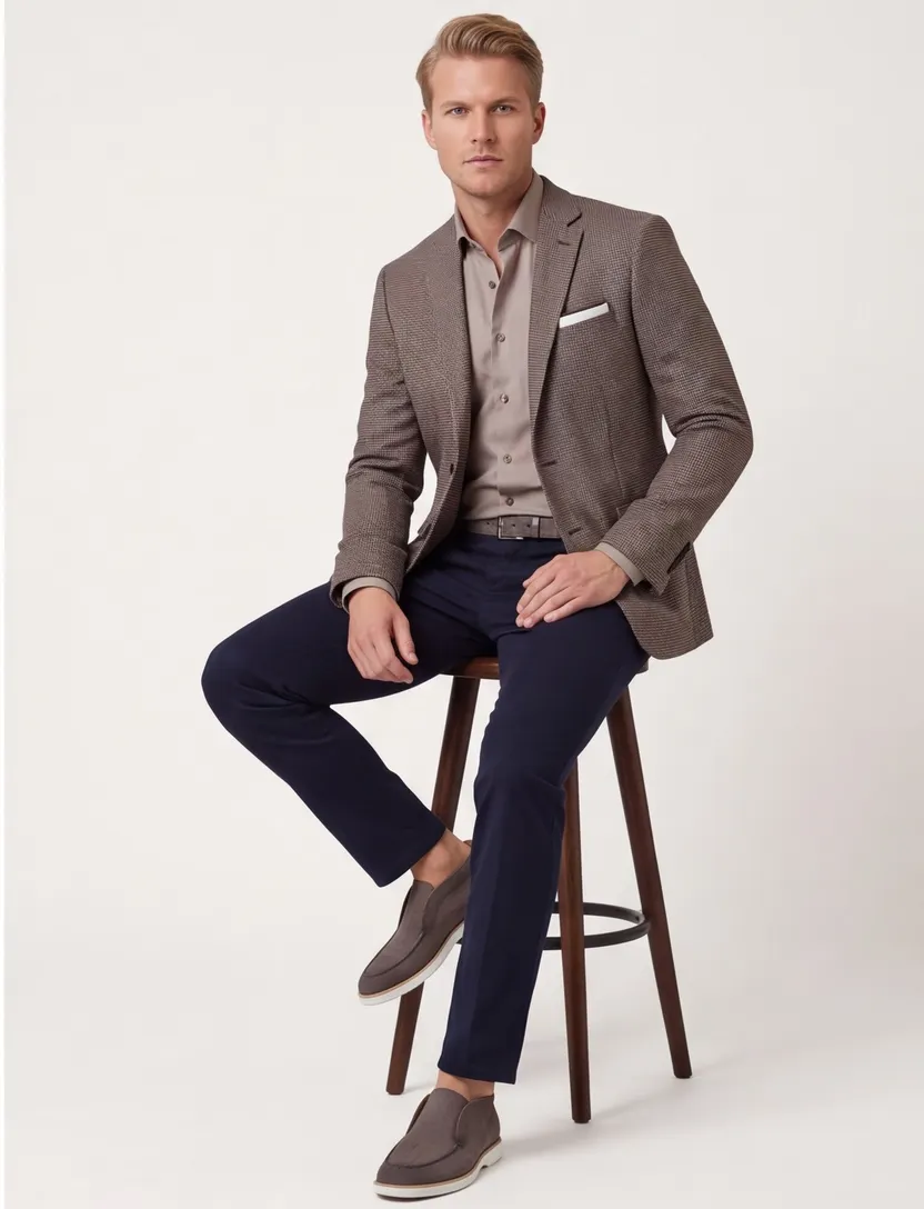 Colbert Portofino bruin Grou Jacket Drop geruit
