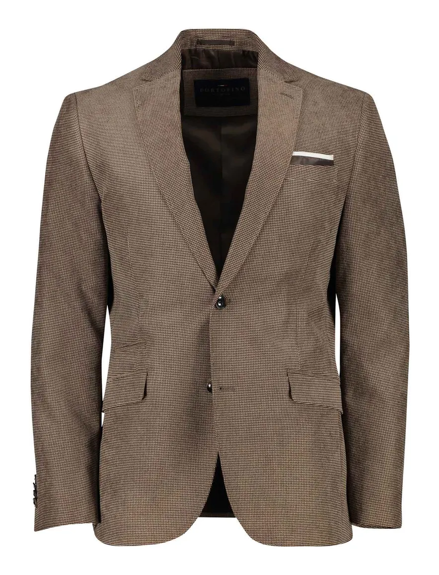 Portofino colbert bruin geprint normale fit