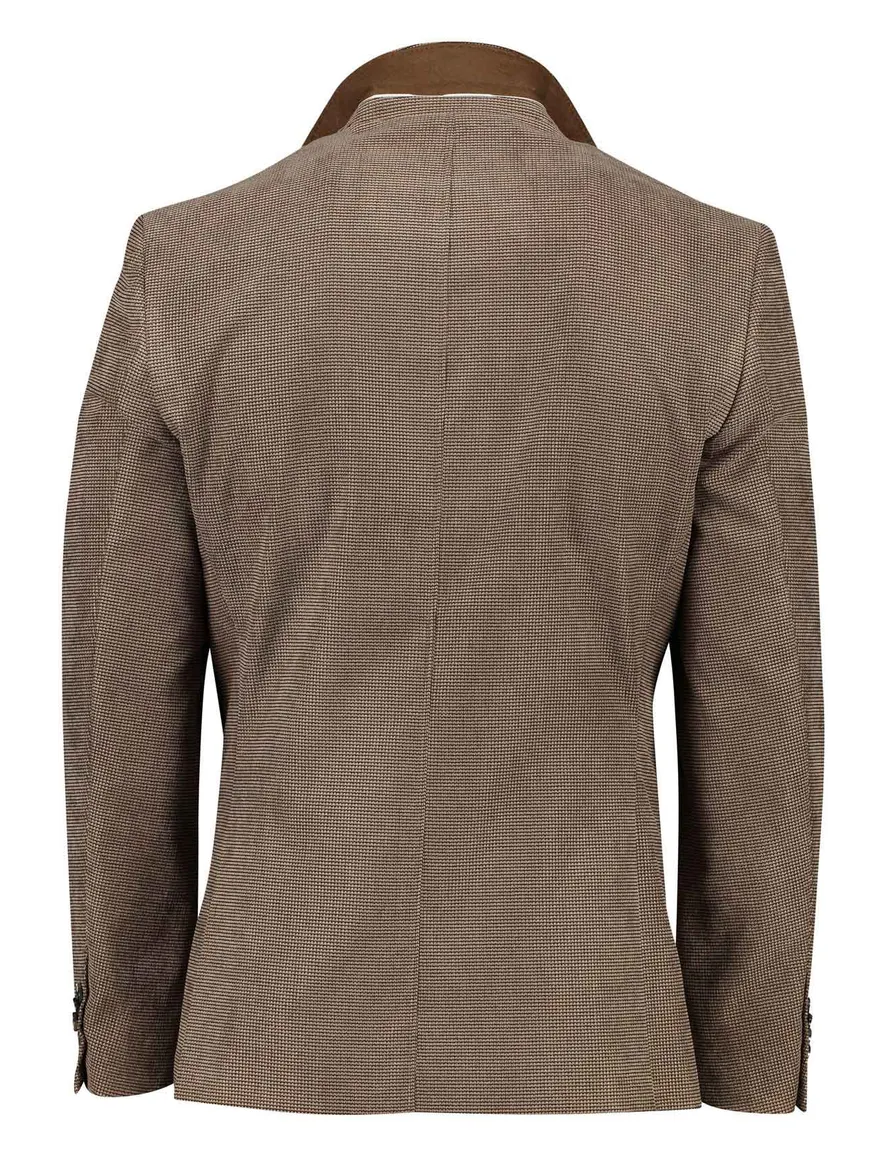 Portofino colbert bruin geprint normale fit