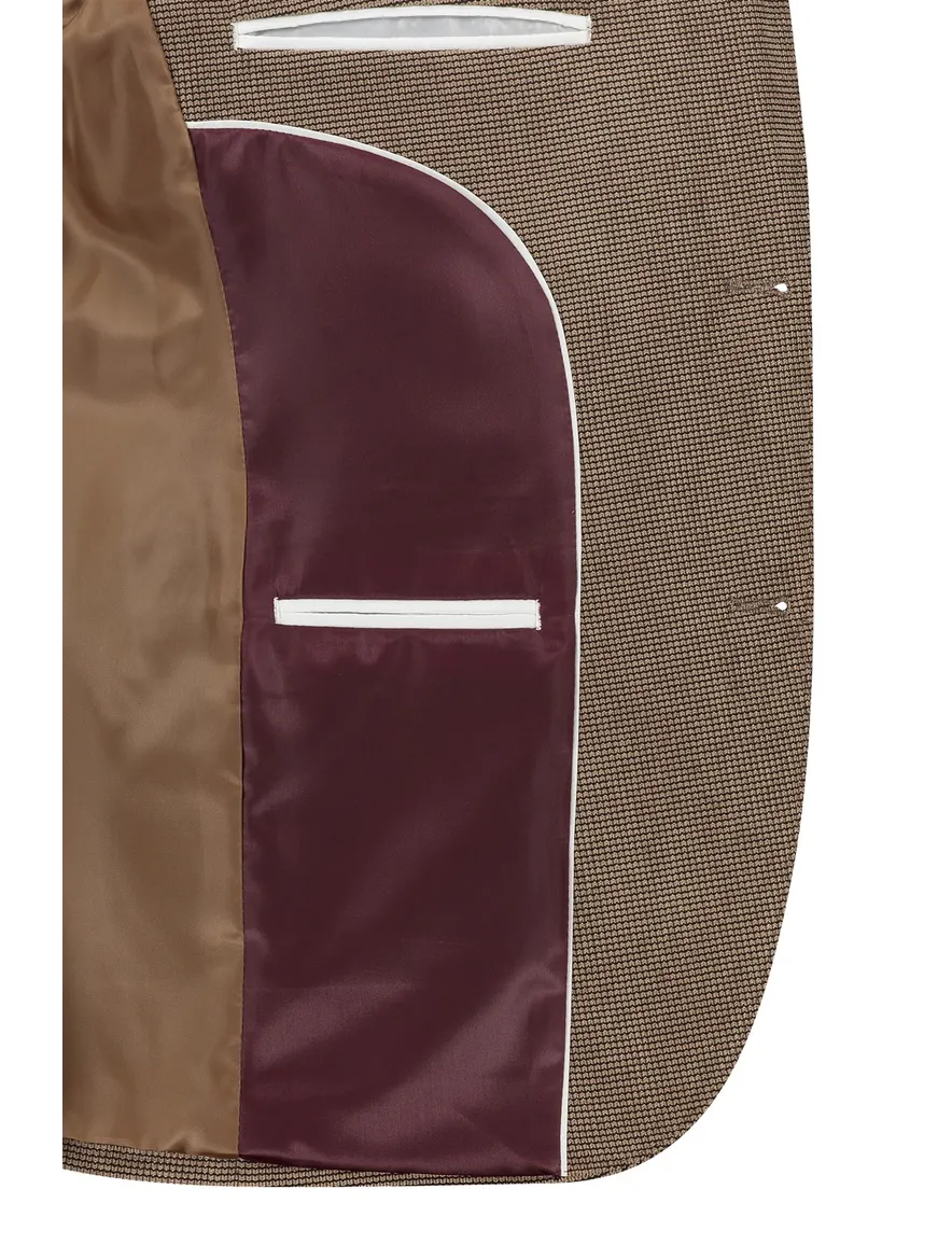 Portofino colbert bruin geprint normale fit
