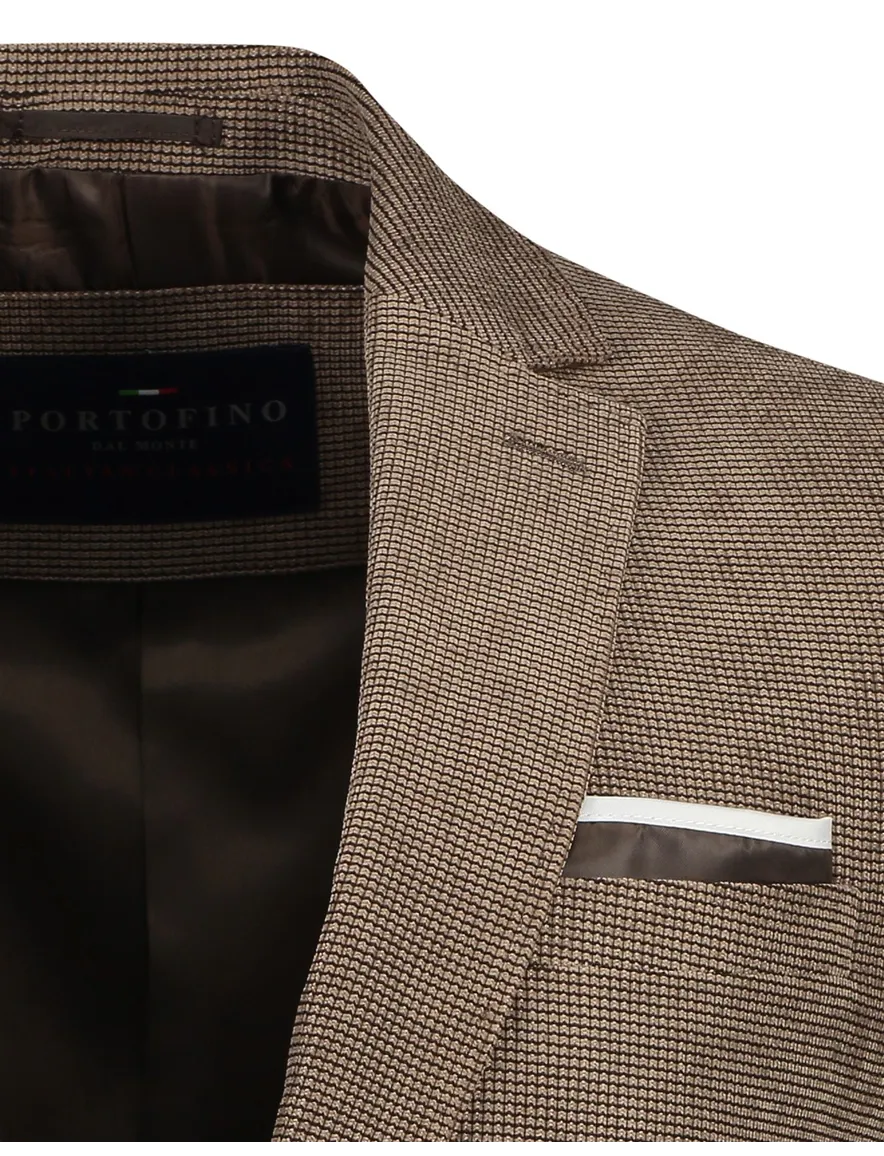 Portofino colbert bruin geprint normale fit