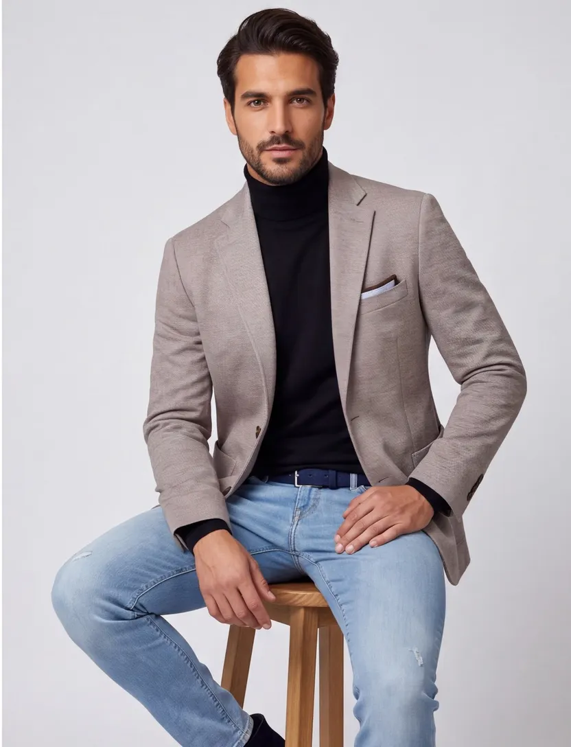 Portofino colbert Luka Jersey grijs normale fit