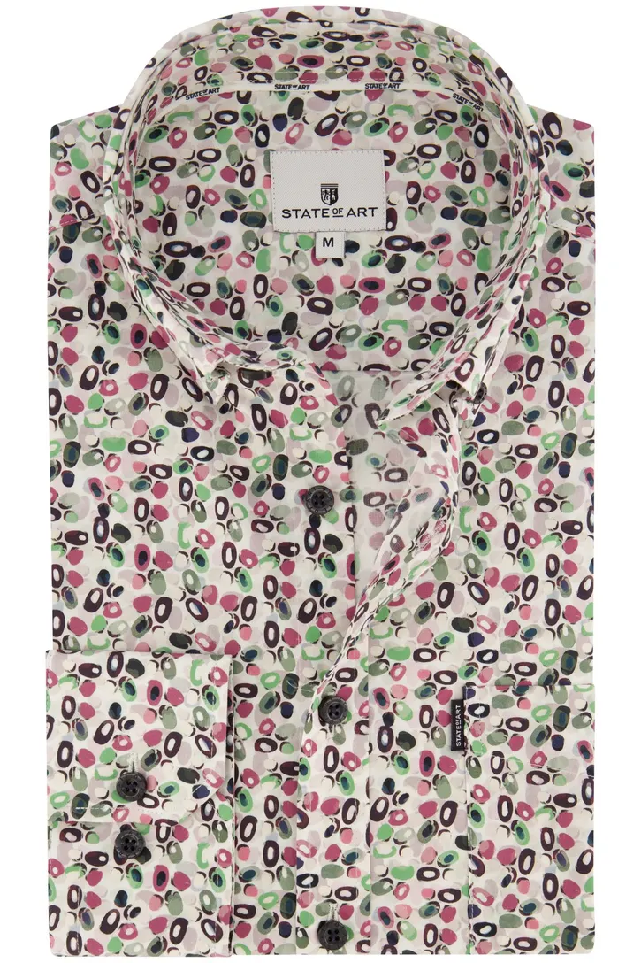 State of Art casual overhemd roze geprint katoen