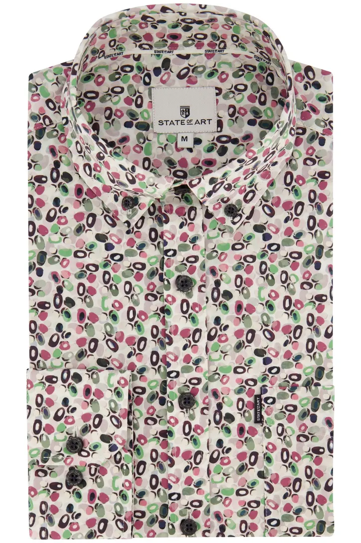 State of Art casual overhemd roze geprint katoen