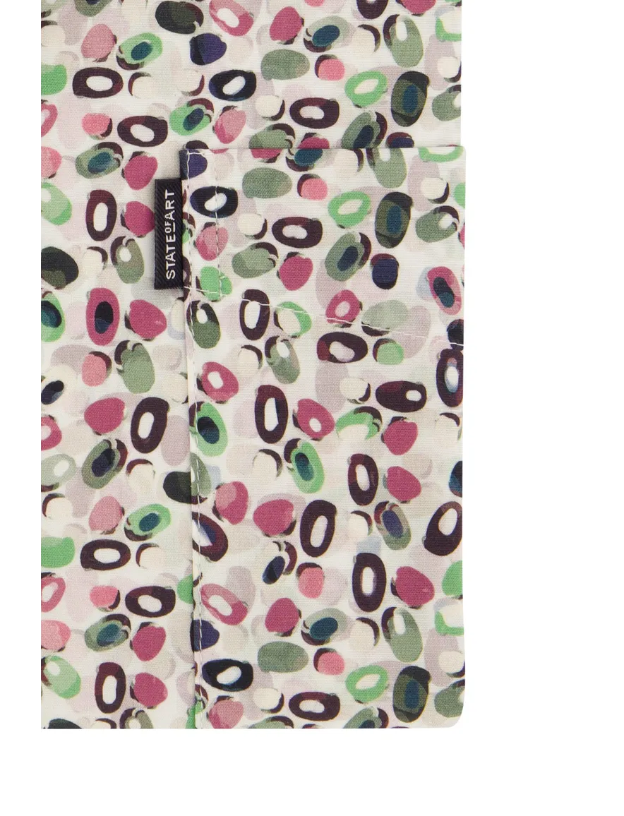 casual overhemd State of Art roze geprint katoen, stretch wijde fit