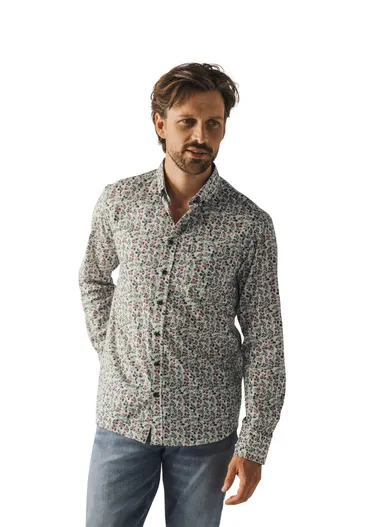 State of Art State of Art casual overhemd roze geprint katoen