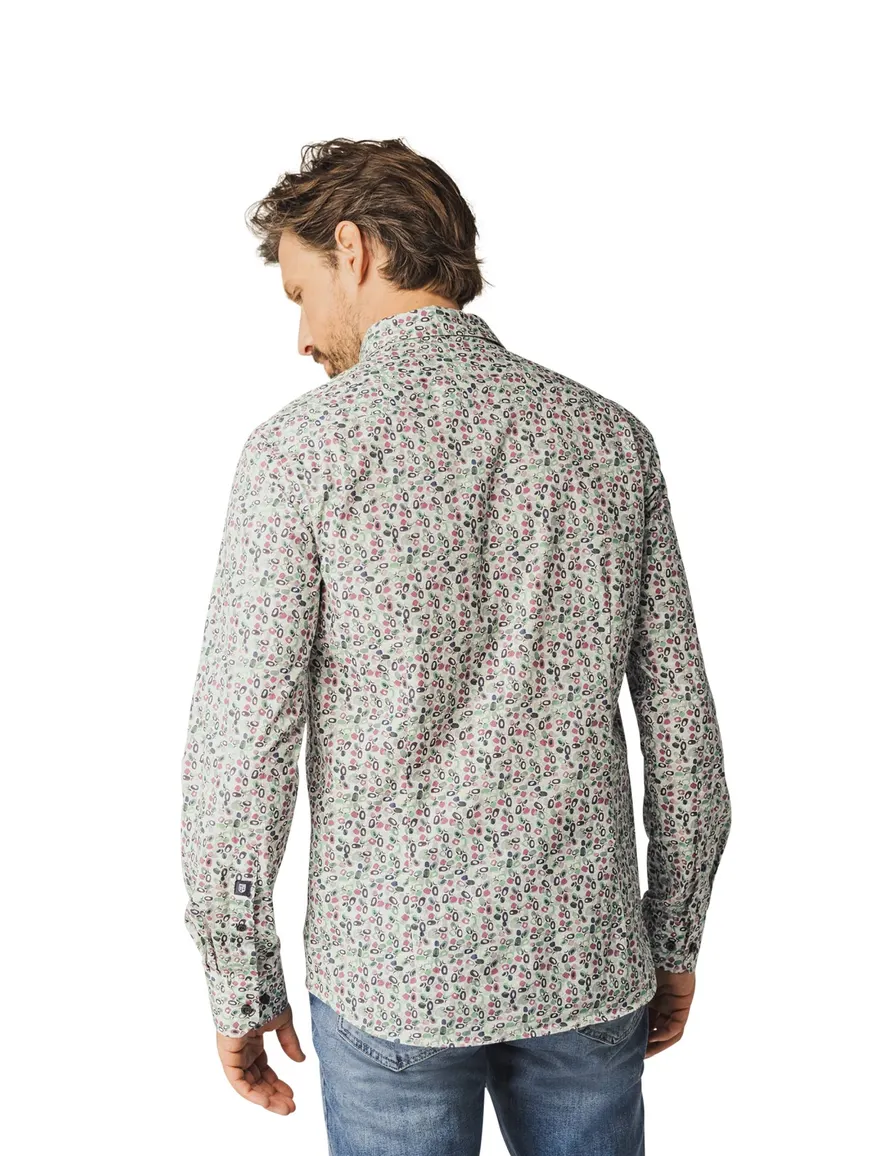 casual overhemd State of Art roze geprint katoen, stretch wijde fit