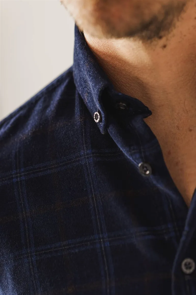 State of Art overhemd wijde fit donkerblauw geruit